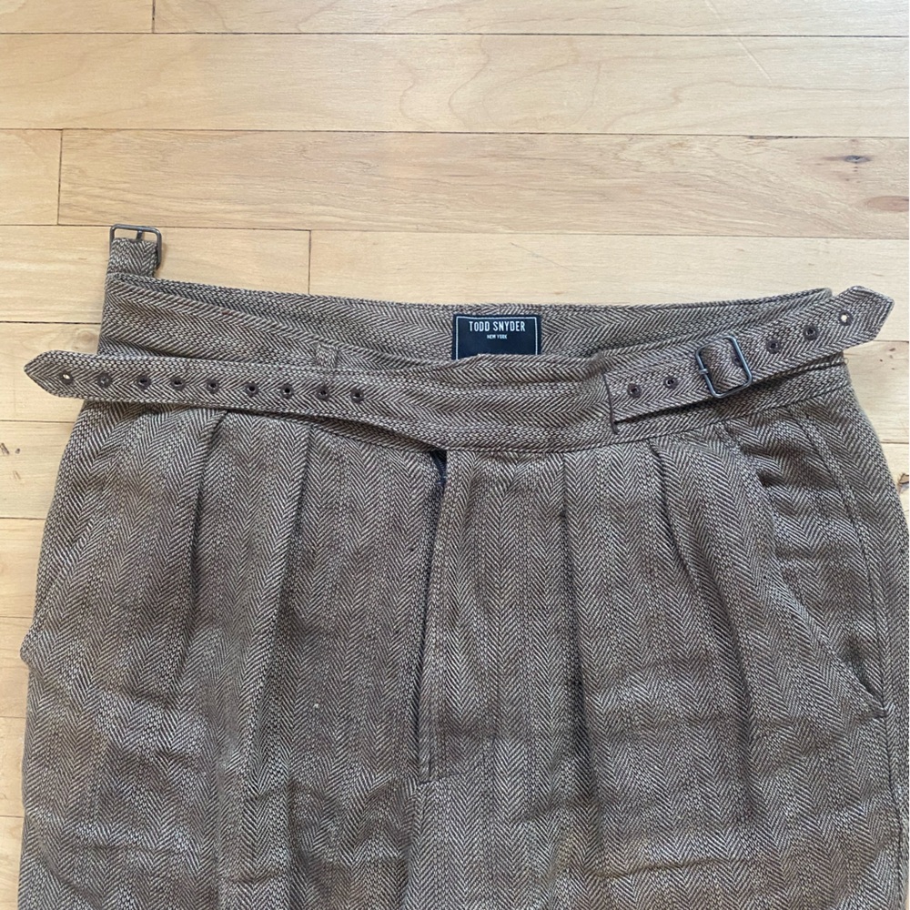 Todd Snyder Taupe Herringbone Skirt with Belt